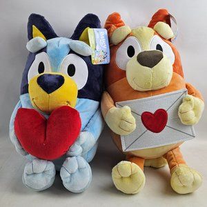 Bluey Friends Valentine's Day 2024 BLUEY & BINGO 17” PLUSH Set NEW